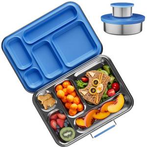 lot 19065 image: AOHEA Stainless Steel Bento Lunch Box 5 Compartment 33 oz Blue