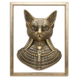 lot 19068 image: JJALIGHTS Bastet Cat-Headed Goddess Wall Sculpture Imitation Copper Resin