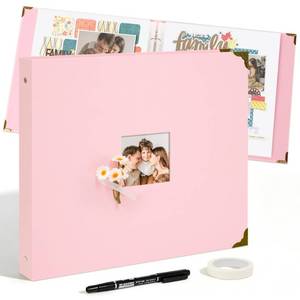 lot 19072 image: Vienrose 3 Ring Scrapbook Album 14.2 x 13 Inch Pink (Minor Cosmetic Damage)