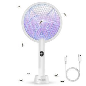 lot 19073 image: Nymrix Electric Fly Swatter Bug Zapper 4100V Dual Mode Grey 2-Pack