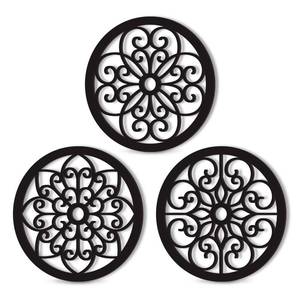 lot 20083 image: Bnesi Round Wooden Wall Art 3 Pcs 10 x 10 Inch Farmhouse Wall Decor