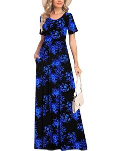 lot 20090 image: Linkily Womens Maxi Dress Short Sleeve Crew Neck with Pockets Size 16