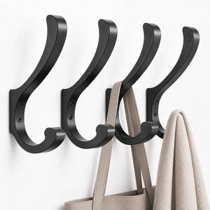 lot 20091 image: Jockcaras Large Wall Coat Hooks 35 Lb Black 4 Pack