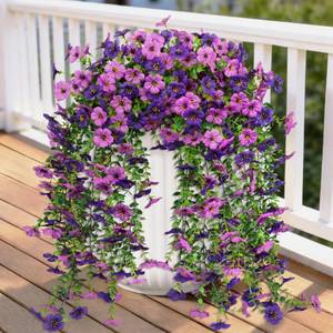 lot 20098 image: Ouddy Decor Artificial Hanging Flowers 4 Pcs Purple Mixed 25.6 Inch