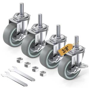 lot 20120 image: HOLKIE Stem Casters Set of 4 with Brake 38-16 x 1-12 Stem
