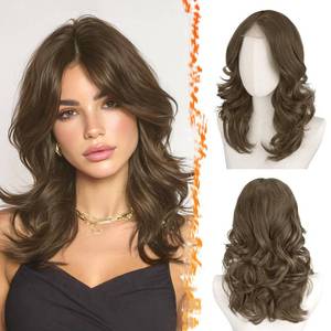 lot 20157 image: BARSDAR Short Wavy Light Brown Layered Shoulder Length Wig 16 Inch For Women