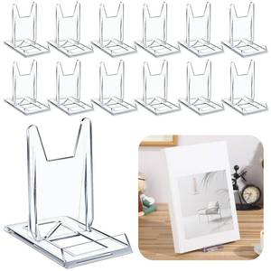 lot 20163 image: Memorywuu 12 Pack Clear Acrylic Book Stand Adjustable Display Stand 4.2in H