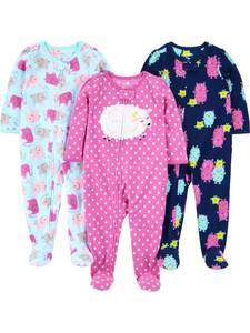 lot 20174 image: Simple Joys by Carters Baby Girls 3-Pack Flame Resistant Pajamas 24 Months