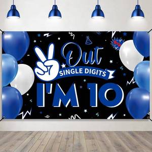 lot 20185 image: Vicycaty 10th Birthday Backdrop Banner Polyester Fabric 6.1 x 3 Ft
