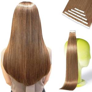 lot 20188 image: DNE Hair Tape In Extensions 18 Inch Human Hair 20 Pcs 1.76 oz #6 Light Brown