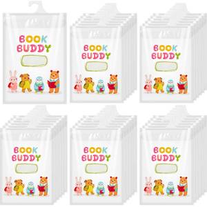 lot 20190 image: AmazingSpark Hanging Clear Plastic Kids Book Bags 30 Pack 13.8 x 9.8 Inch