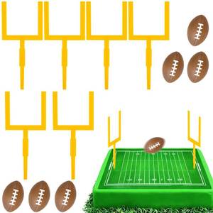lot 20197 image: Hooqict Football Cake Toppers 12 Pcs Mini Goal Post Cupcake Set