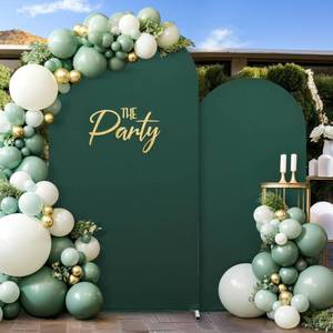 lot 20205 image: Party Talk Hunter Green Spandex Arch Stand Covers 7.2ft and 6ft Set of 2