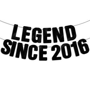 lot 20208 image: JunyRuny Black Glitter Birthday Banner Legend Since 2016 Happy 10th Birthday