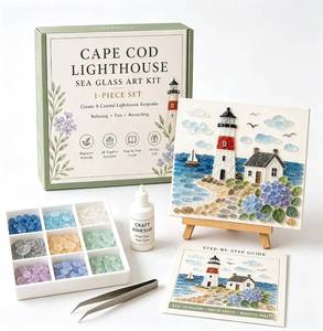 lot 20224 image: American Destinations Sea Glass Mosaic Art Kit DIY Craft Kit