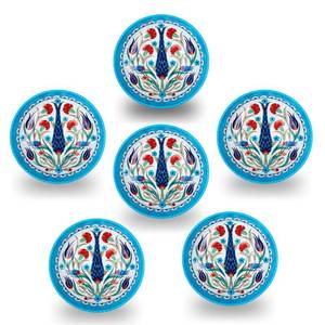 lot 20229 image: NOVAMEM Metal Snack Bowls 6 Pack Floral Turquoise