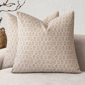 lot 20239 image: Foindtower Decorative Floral Print Throw Pillow Covers 18x18 Ivory Beige