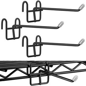 lot 20243 image: MorningRo Wire Shelf Accessory Hooks 4 Pcs Black Shelving Hook