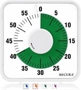 lot 20247 image: Secura Visual Countdown Timer 60-Minute 7.5-Inch White-Green