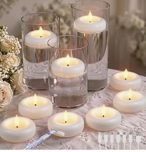 lot 1535 image: LED Floating Candles Water-Activated Tealight Style Lot in Bubble Wrap