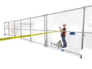 lot 107 image: Galvanized Chain-Link Fence Enclosure Sections w Tubular Steel Posts