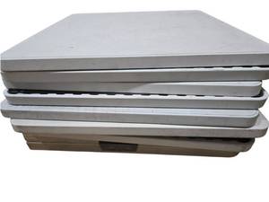 lot 128 image: Lot of 9 Square Folding Tables with White Plastic Tops and Gray Steel Frames