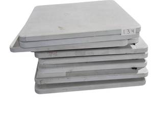 lot 134 image: (8) White Plastic Folding Tables w Steel Frame Legs