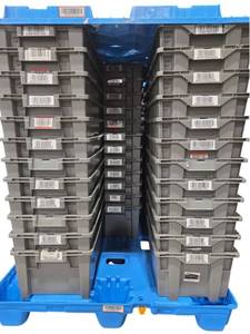 lot 176 image: (60) Gray Plastic Stacking Totes&nbsp