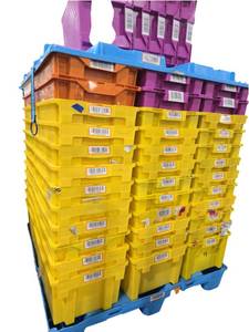lot 191 image: Assorted Lot of Stackable Plastic Totes  Assorted Colors