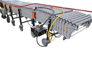 lot 215 image: FMH Powered Flexible Expandable Roller Conveyor w Casters & Control Box