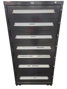 lot 347 image: Lyon 7-Drawer Modular Storage Cabinet w Dividers, Black