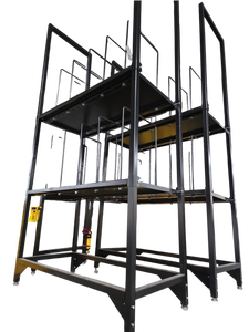 lot 387 image: Black Steel Multi-Tier Shelving Units w Adjustable Wire Dividers