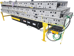 lot 392 image: Dematic Roller Conveyor Sections w Under-Mount Enclosure & Yellow Supports