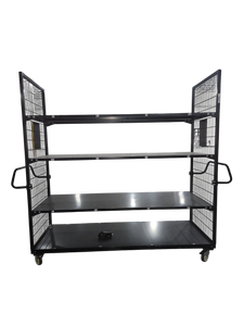 lot 395 image: 4-Shelf Non-Sort Rebin Cart RC-3097-4 w Mesh Side Panels