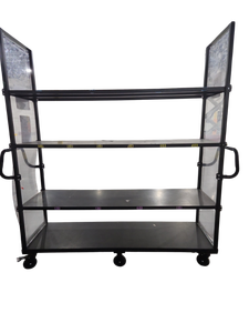 lot 407 image: 4-Tier Rolling Shelf Cart w Clear Side Panels, Handles & Locking Casters