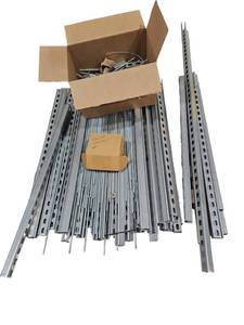 lot 432 image: Lot of Galvanized Slotted Strut Channel Pieces and Threaded Rod with Hardware Boxes