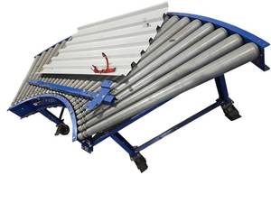 lot 435 image: FMH BestConnect Curved Roller Conveyor Section w Tapered Rollers on Casters