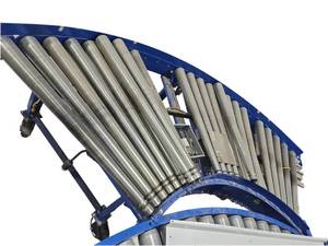 lot 436 image: FMH Conveyors Curved Roller Conveyor Section w Electrical Box on Casters