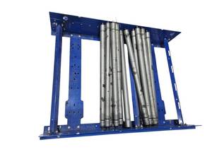 lot 442 image: Blue Steel Roller Conveyor Section with Loose Galvanized Steel Rollers