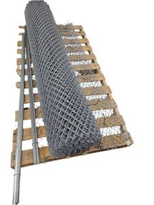 lot 449 image: Roll of Diamond-Weave Chain Link Fence Fabric w Bundled Metal Bars