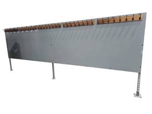 lot 457 image: Gray Laminate Coat Hook Wall Panel w 4 Wood Hook Rails & Numbered Hooks