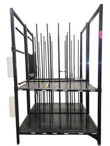 lot 462 image: Two-Tier Black Steel Peg Rack with Removable Vertical Rods and Leveling Feet