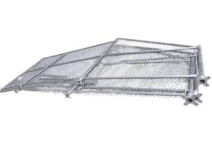 lot 493 image: Galvanized Chain Link Fence Gate Panels with Cast Hinge Posts, Lot of Multiple