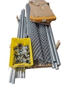 lot 496 image: Chain Link Fabric, Galvanized Pipe, Fittings & Steel Wire Shelf Boxes Lot