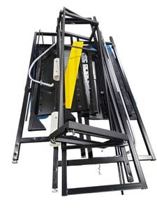lot 501 image: Disassembled Black Steel Frame Assembly Components w Leveling Feet & Panels