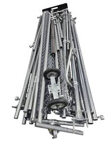 lot 502 image: Chain Link Fence Gate Lot with Galvanized Posts, Rails, Fittings & Gate Wheel