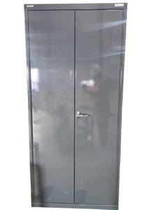 lot 468 image: Uline Two-Door Steel Storage Cabinet in Dark Gray with Keyed Handle