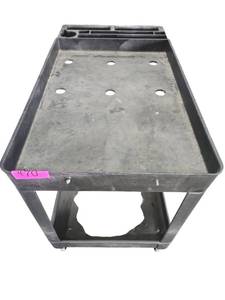 lot 470 image: Black Two-Tier Utility Cart with Swivel Casters and Top Tray Organizer