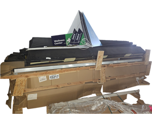 lot 555 image: Rite-Hite Black Fabric-Covered Pads and Curtain Material on Wood Crate Frame