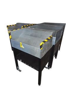lot 558 image: Galvanized Steel Sorting Bin Station on Black Steel Stand w Hazard Edging